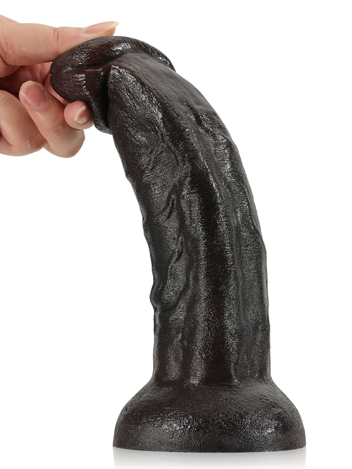 Fisher 8" X 1.9" Black Curved Dildo G Spot Realistic Dildo No Balls (L Size) - RealCocks