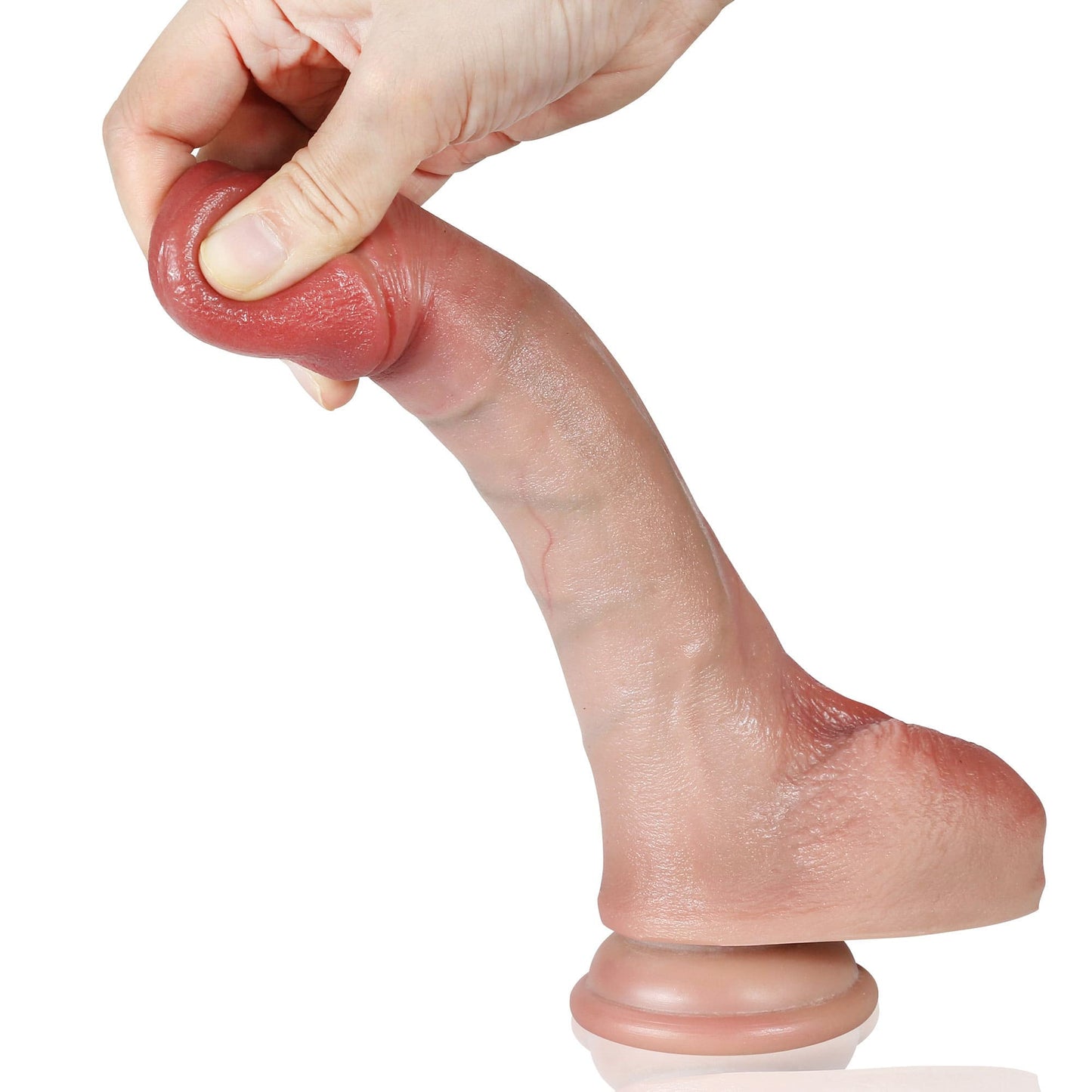 [BestSeller] Curvy 7.9 inch Flexible Hyper Realistic Dildo With Movable Keel - RealCocks