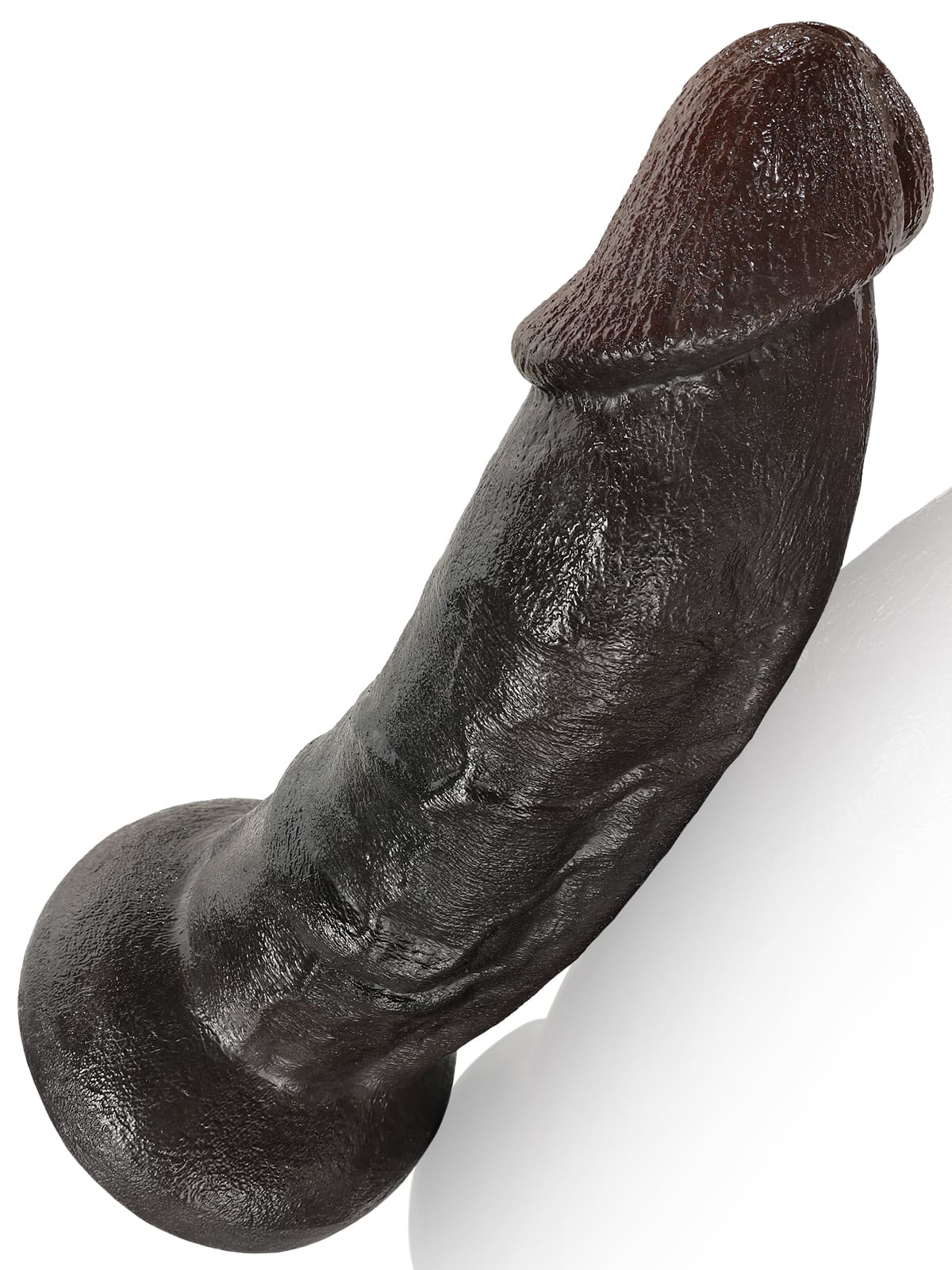 Fisher 8" X 1.9" Black Curved G-spot dildo with suction cup for hands-free play