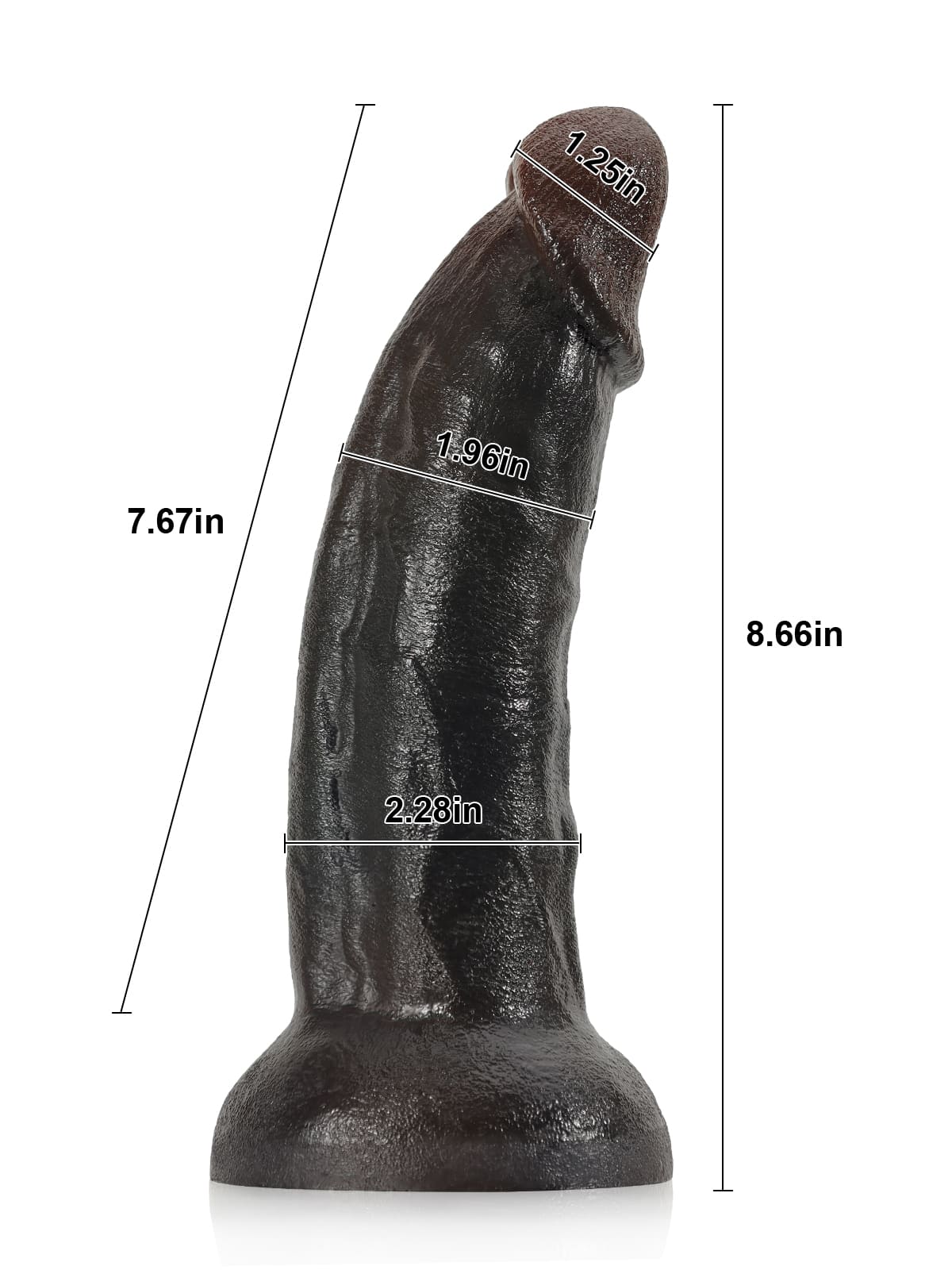 Fisher 8" X 1.9" Black Curved Dildo G Spot Realistic Dildo No Balls (L Size） - RealCocks
