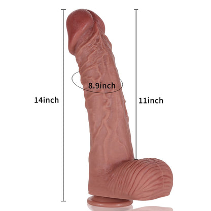 Tony 14 inch Black Big Realistic Dildo Dual Density Huge Dildo Unisex - RealCocks