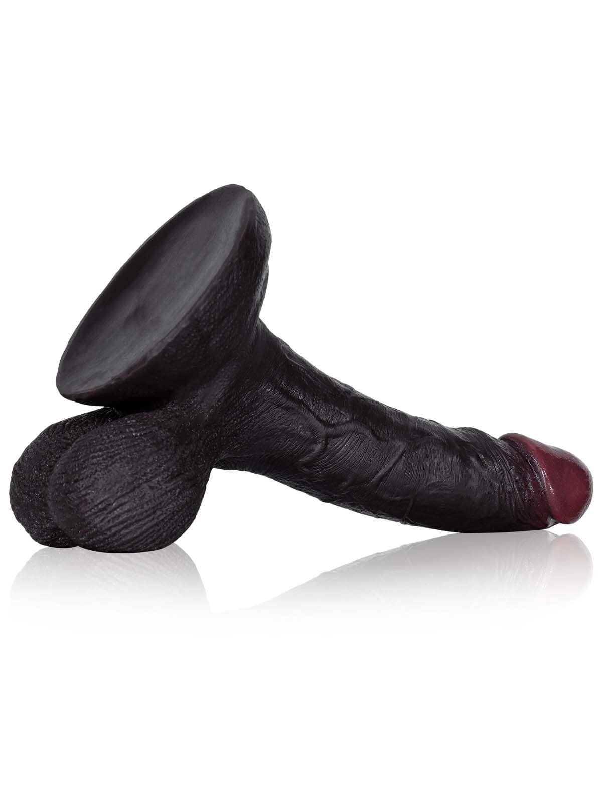 Kellz 7.6" x 1.7" Black Realistic Dildo With Hanging Moving Balls - RealCocks
