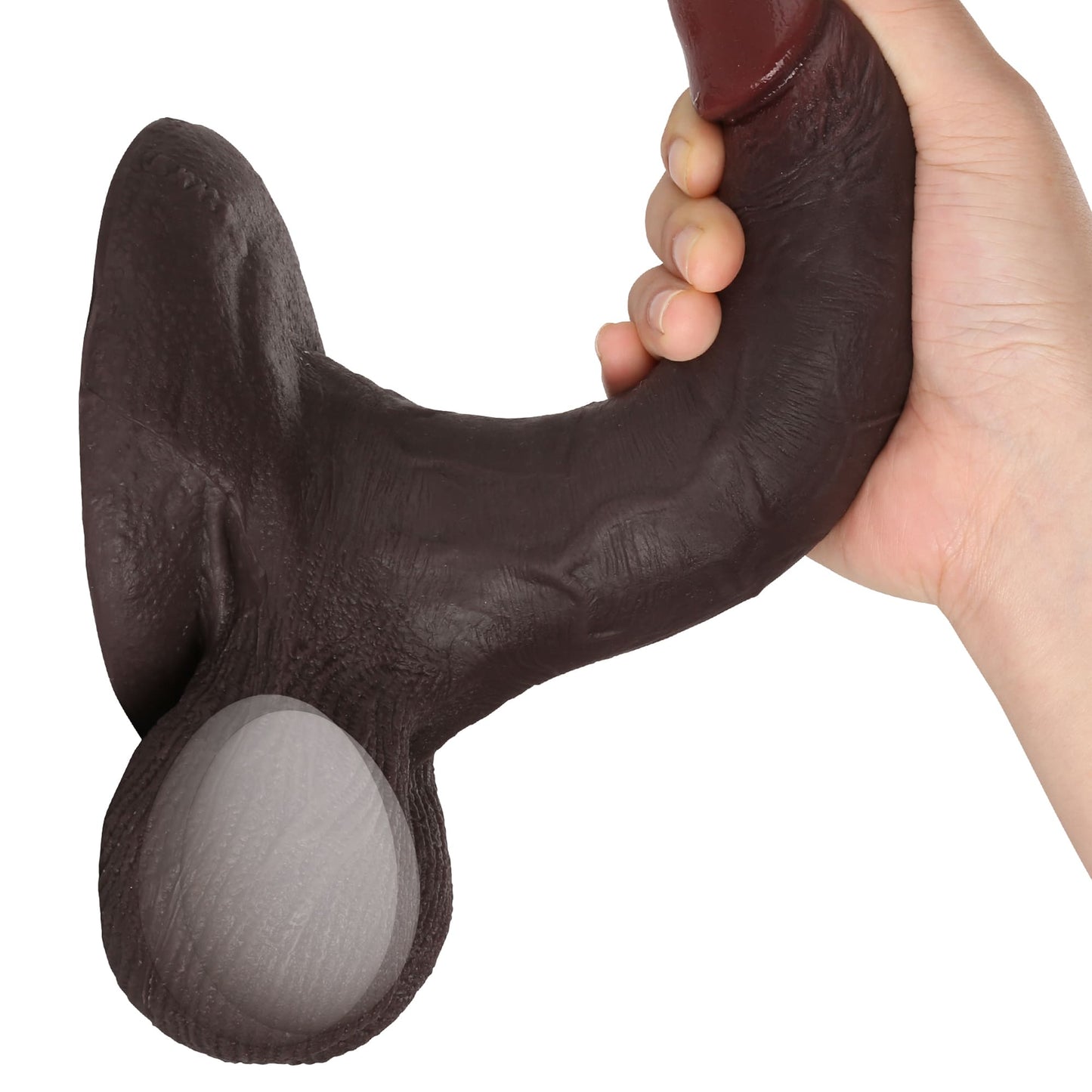 Knight 10 inch Real Feel Ball Super Realistic Glan Black Dildo - RealCocks