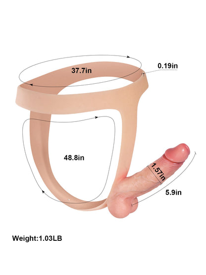 Nathan Flesh Realistic Silicone Strapped Dirty Penis, Sexy Thong Style - with 5.9" x 1.6" Dildo - RealCocks