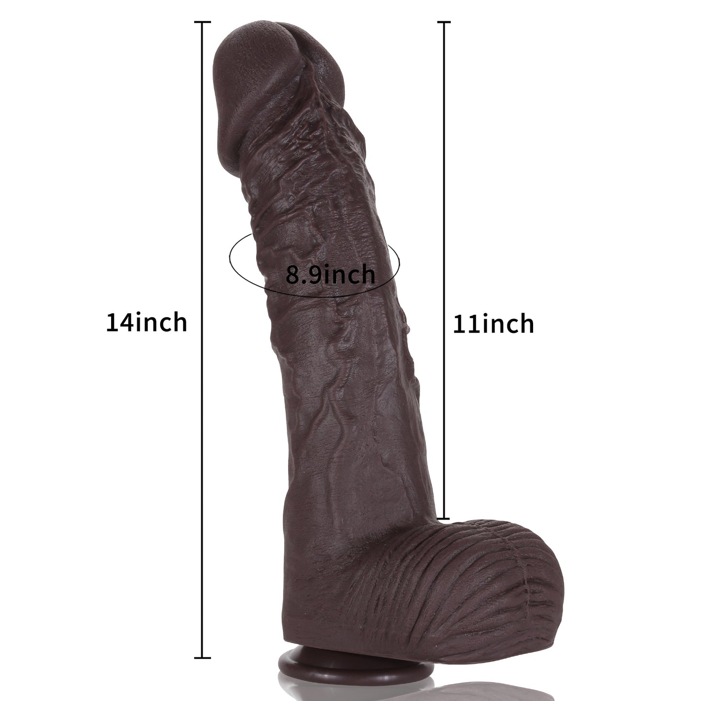 Tony 14 inch Black Big Realistic Dildo Dual Density Huge Dildo Unisex - RealCocks