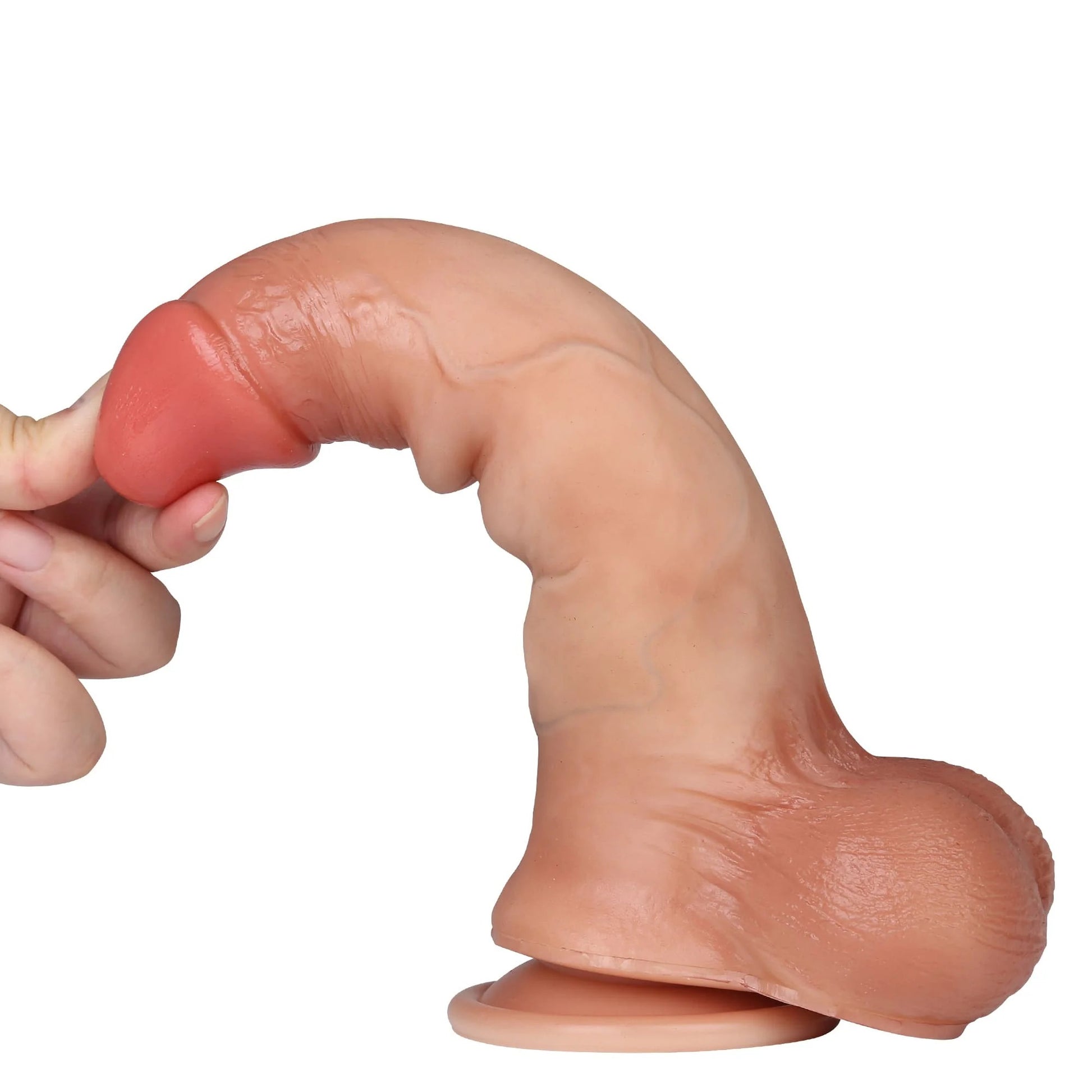 Realcocks Báller 7.9in Sliding Foreskin Black Dildo Lifelike Flexible Real Balls Realistic Dildo - RealCocks