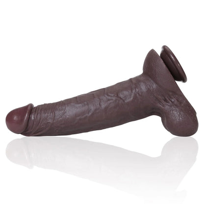 Levi 11inch Big Black Hyper Silicone Realistic Dildo with detailed texture and sturdy base