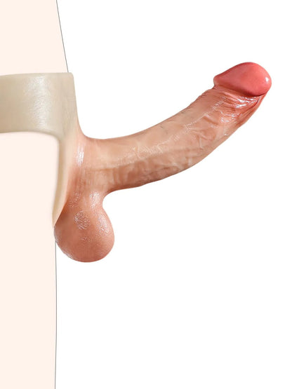 Realcock Silicone Strap On with 7-inch solid dildo and moving balls realistic lesbian sex toy