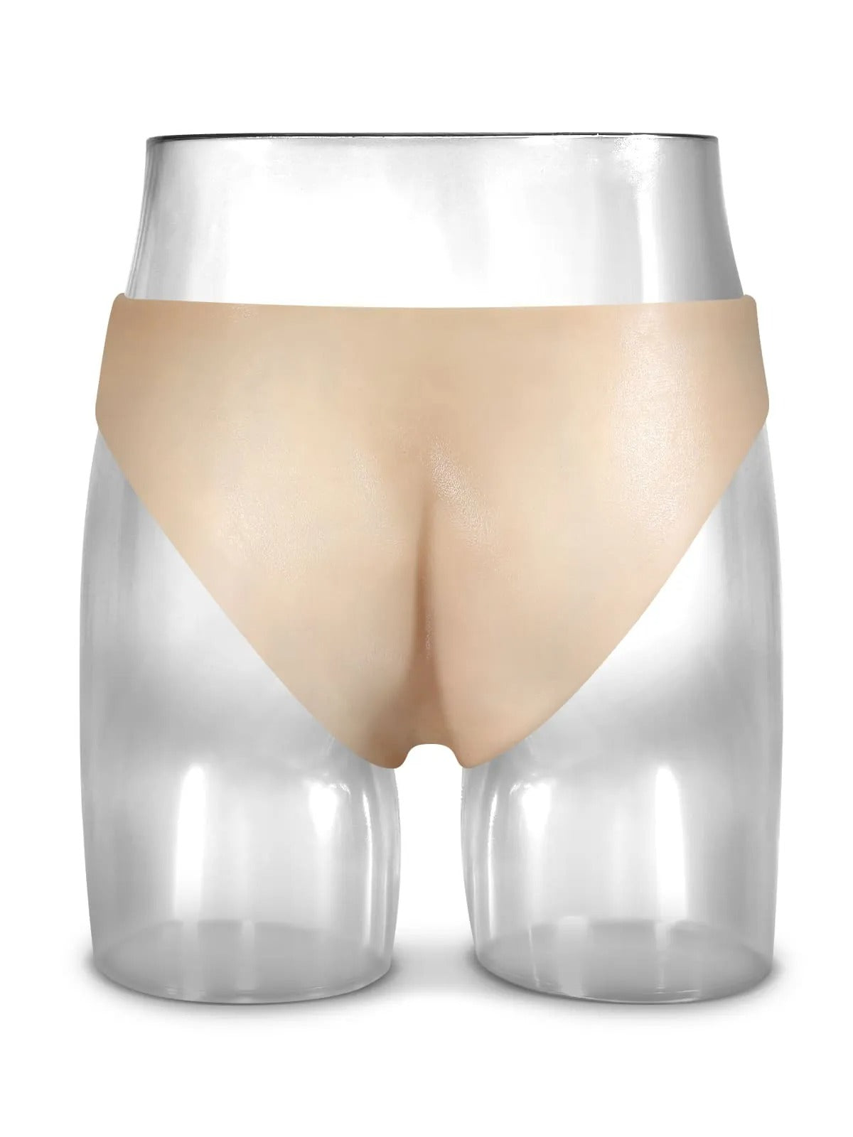 Realcock Silicone Strap On With Solid Dildo & Moving Balls Realistic Lesbian Sex Toys displayed on a mannequin