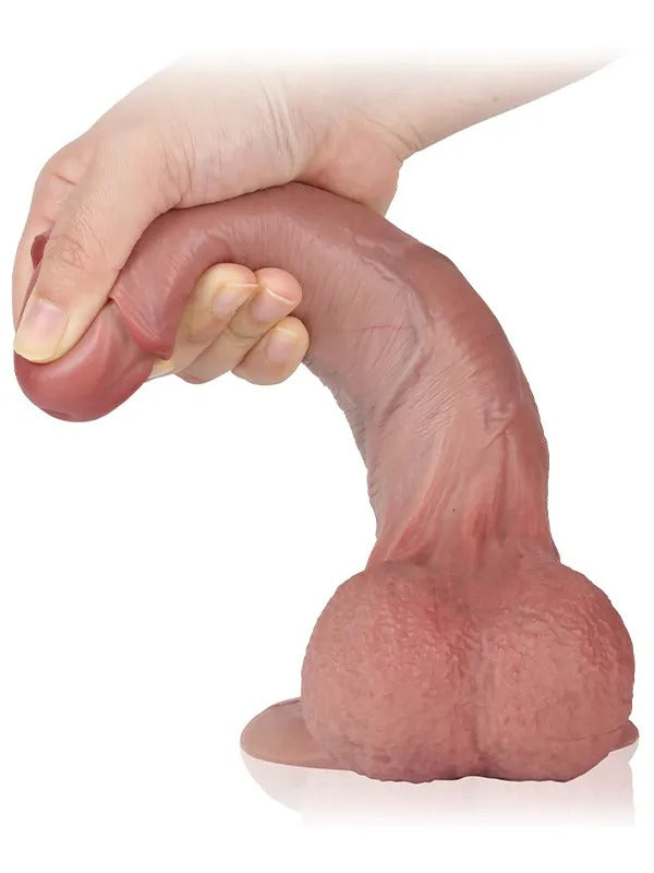 Chris 8.2" x 1.6" Uncut Realistic Dildo With Swinging Saggy Balls - RealCocks